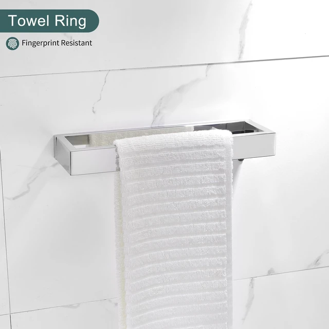 Alt view image 3 of 7 - 4-Pieces Bathroom Hardware Set, Polished Chrome Towel Bar Set, Wall Mounted Stainless Steel Bathroom Hardware Accessories Set, 23.6 inch