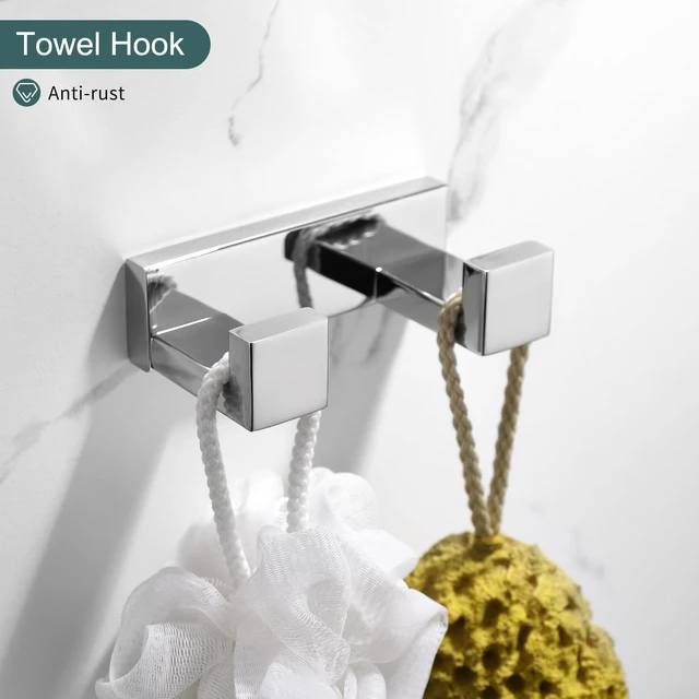 Alt view image 5 of 7 - 4-Pieces Bathroom Hardware Set, Polished Chrome Towel Bar Set, Wall Mounted Stainless Steel Bathroom Hardware Accessories Set, 23.6 inch