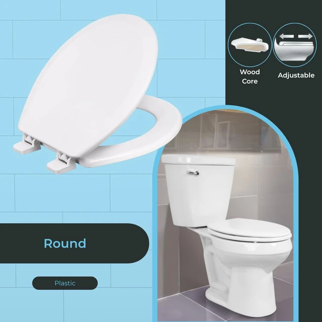 Alt view image 2 of 7 - Round Toilet Seat, Wood Core/Plastic Finish, Crane Plastic Finish, 700-301