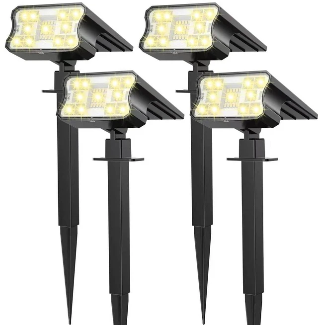 Main image of Solar Lights Outdoor Waterproof IP67, 60 LED 3 Lighting Modes Solar Spot Lights Outdoor for Yard Garden Pathway Landscape, Auto On/Off, Function 2 in 1(Warm White, 4 Pack)