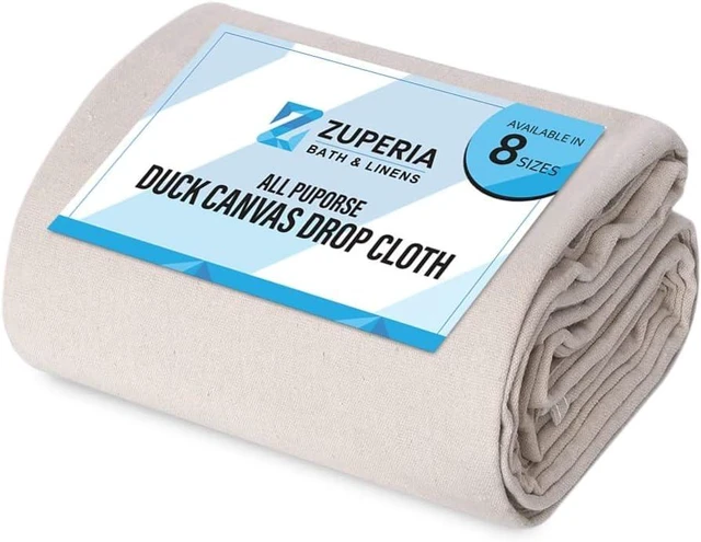 Main image of Canvas Drop Cloth (Size 12 x 15 Feet - Pack of 1) - Pure Cotton Painters Drop Cloth for Painting, Furniture & Floor Protection - All Purpose Thick Canvas tarp with Double Stitched Edges