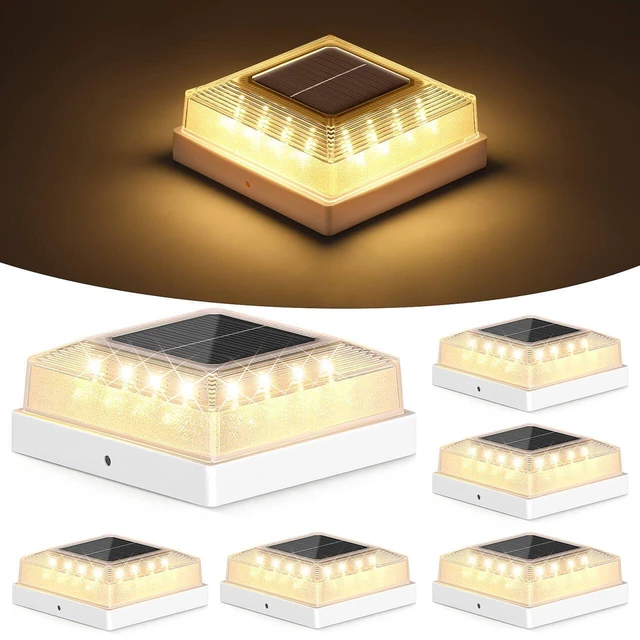 Main image of 3.5x3.5 4x4 Solar Post Cap Light Outdoor 6-Pack White 3 Lighting Modes, IP65 Waterproof, for Wooden/Vinyl Posts, Outdoor, for Garden, Patio, Fence, Deck