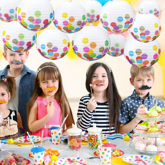 Alt view image 7 of 7 - 12 Pcs Pastel Paper Lanterns 10" Dots Classic Color Hanging Lanterns for Classroom Birthday Wedding Ceiling, Back to School Party, Assorted Pastel Colors Set, Round Paper Decor