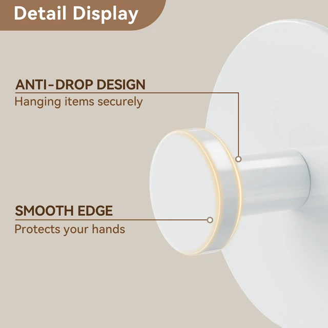 Alt view image 3 of 6 - White Adhesive Wall Hook for Coat and Towel: Extra Sticky 12 LB (Max), Stainless Coat Rack Door Holder Hanger, 6-Pack Heavy Duty