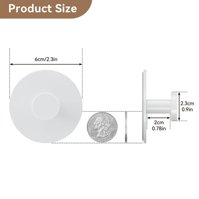 Alt view image 4 of 6 - White Adhesive Wall Hook for Coat and Towel: Extra Sticky 12 LB (Max), Stainless Coat Rack Door Holder Hanger, 6-Pack Heavy Duty