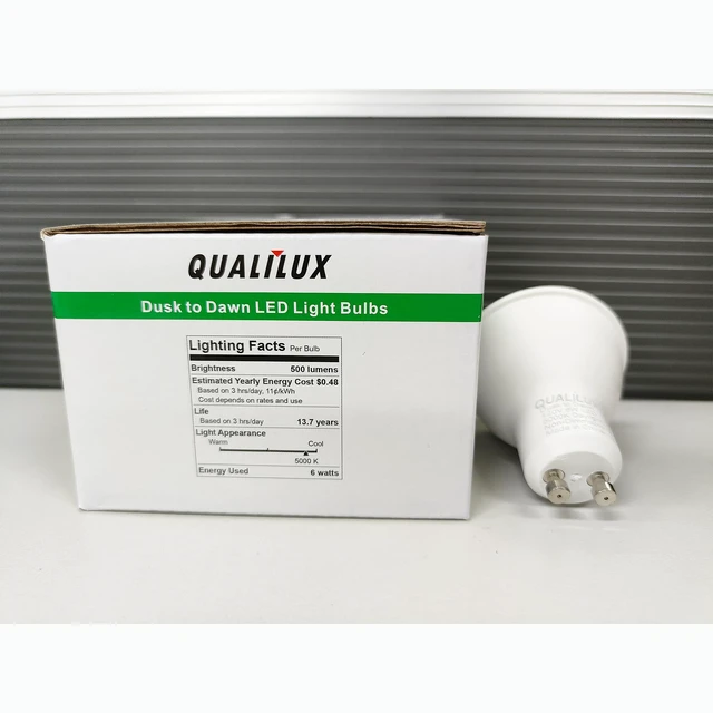 Alt view image 4 of 5 - Dusk to Dawn Light Bulbs, Auto On/Off Light Sensing LED Bulbs Outdoor,Daylight, MR16 GU10 4-Pack, 6W 500LM 50W Equivalent, HQ-H045