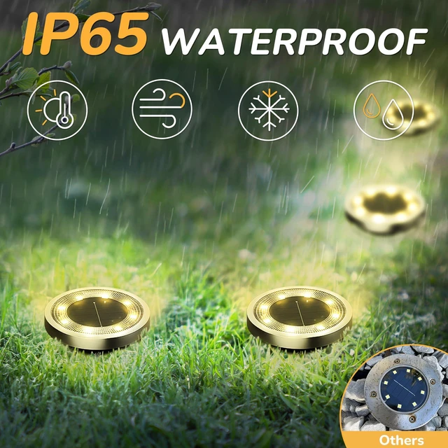 Alt view image 3 of 7 - 16Pack Solar Ground Lights Outdoor, 8 LED, IP65 Waterproof, Warm White 600mAh Ni-MH battery, 8-10h runtime, stainless steel, ABS and PP body, solar garden lights for pathways, lawns and driveways