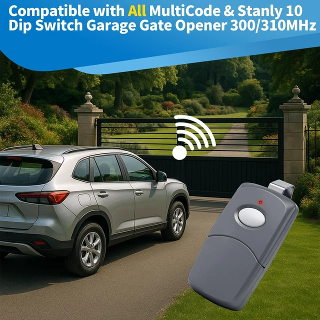 Alt view image 2 of 5 - 3 for 10 Dip Switch Multicode & Stanley Gate Opener Remote 300MHz & 310MHz Compatible with 10 Digit Multicode Gate Opener,for Multi code Garage Door Opener Remote 3089 1050,Gate Remote Control Clicker