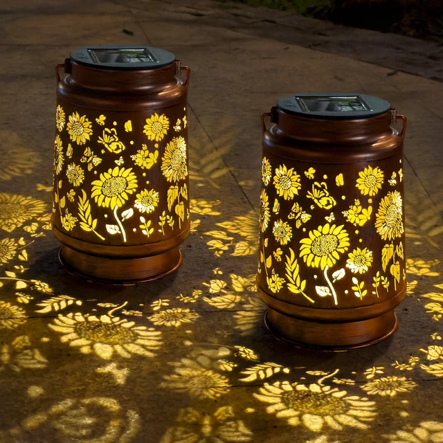Main image of 2 Pack Sunflower Solar Lantern Lights, Outdoor Lanterns Garden Decor, Hanging Solar Lantern for Backyard Porch Patio Table Yard Balcony Lawn Pathway, Gifts for Women Grandma Mom