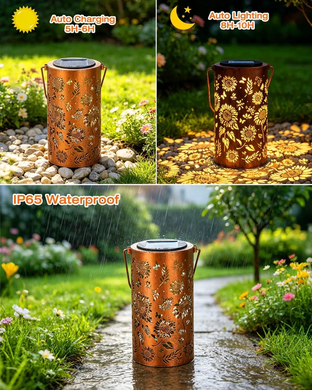 Alt view image 3 of 7 - 2Pack Sunflower Solar Lanterns Outdoor Waterproof, Birthday Gifts for Women Mom Grandma, Hanging Solar Lights for Yard, Patio, Porch, Garden Decor
