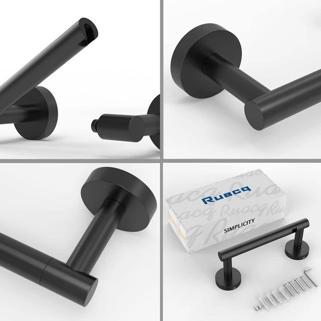 Alt view image 4 of 6 - Matte Black Toilet Paper Holder Wall Mount for Bathroom Dual-Post Pivoting Tissue Roll Holder with Round Base, 304 Stainless Steel, Rustproof, Screw-in, for Hotels & Apartments