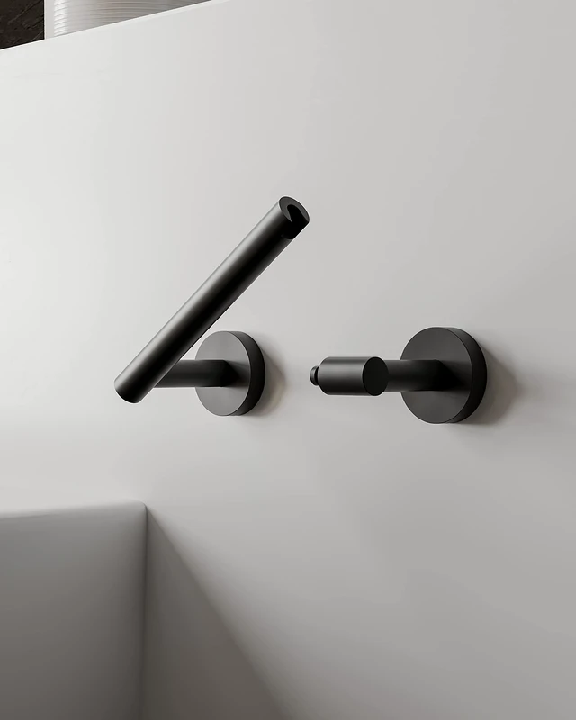 Alt view image 2 of 6 - Matte Black Toilet Paper Holder Wall Mount for Bathroom Dual-Post Pivoting Tissue Roll Holder with Round Base, 304 Stainless Steel, Rustproof, Screw-in, for Hotels & Apartments