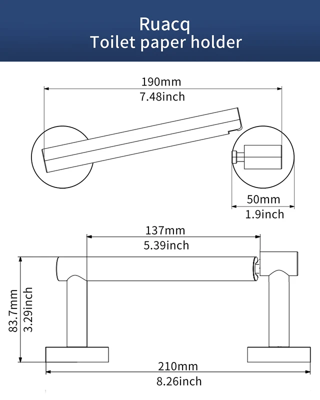Alt view image 6 of 6 - Matte Black Toilet Paper Holder Wall Mount for Bathroom Dual-Post Pivoting Tissue Roll Holder with Round Base, 304 Stainless Steel, Rustproof, Screw-in, for Hotels & Apartments