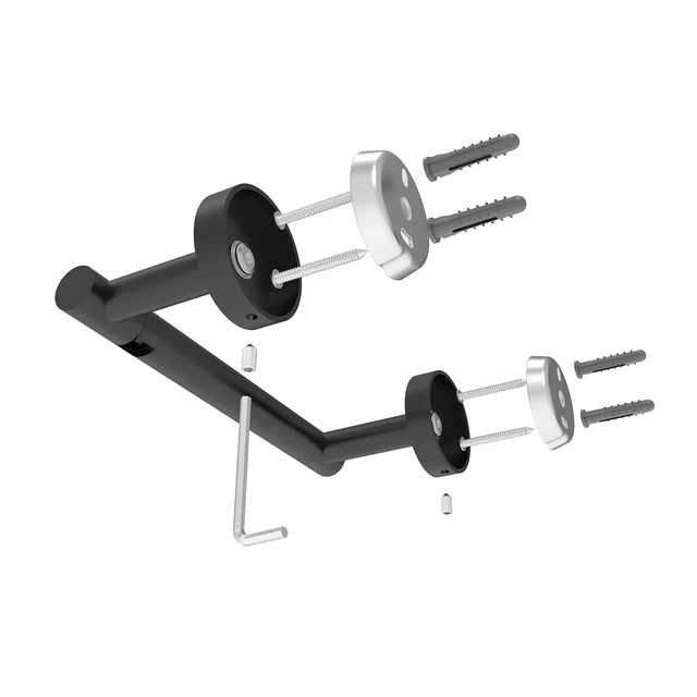 Alt view image 5 of 6 - Matte Black Toilet Paper Holder Wall Mount for Bathroom Dual-Post Pivoting Tissue Roll Holder with Round Base, 304 Stainless Steel, Rustproof, Screw-in, for Hotels & Apartments