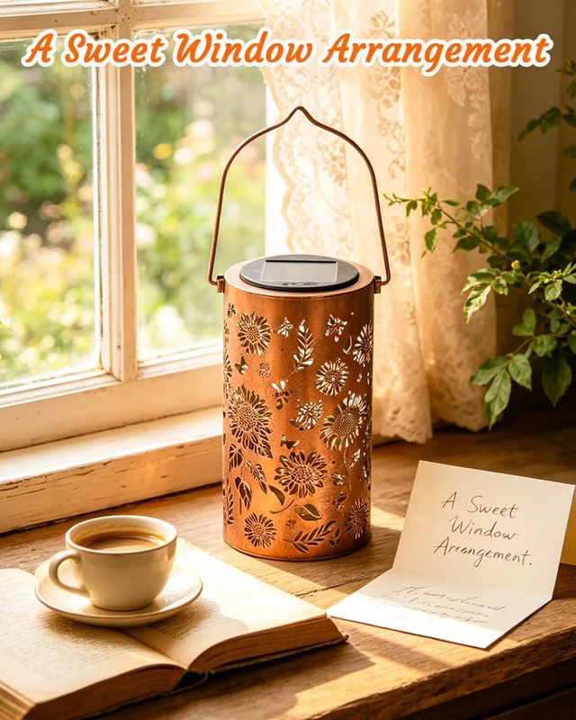 Alt view image 7 of 7 - 2Pack Sunflower Solar Lanterns Outdoor Waterproof, Birthday Gifts for Women Mom Grandma, Hanging Solar Lights for Yard, Patio, Porch, Garden Decor