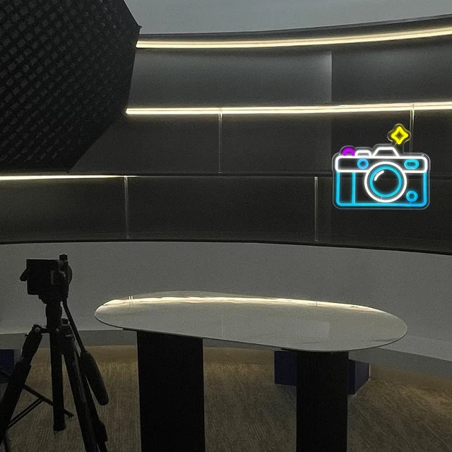 Alt view image 4 of 6 - Camera Neon Sign Dimmable LED Light Up Wall Decor Multi-Color Retro Photography Studio Art Vintage Vlogger Background Accessory for Bedroom, Gaming Room, Store Photographer Gifts(13.3 * 12.2in)