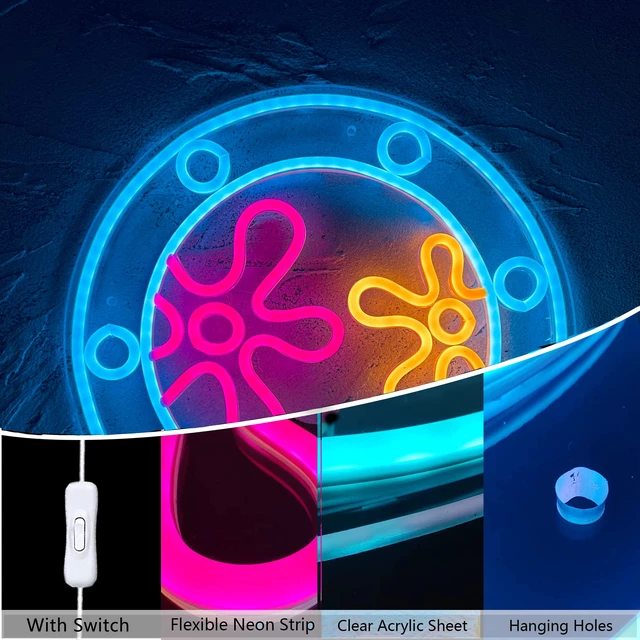 Alt view image 2 of 7 - Ocean World Porthole Neon Lights, LED Under Sea Porthole Neon Signs for Wall Decor,USB Night Light for Game Room Bedroom Birthday Wedding Party Gifts(13.3 * 13.3in)