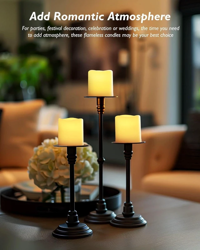 Alt view image 3 of 6 - 24 Pack Flameless LED Votive Tealight Candles with Timer Remote 2/4/6/8h timer remote included, 400hr CR2450 battery, warm white flicker glow, flicker/steady mode, for Hard to Reach Spots