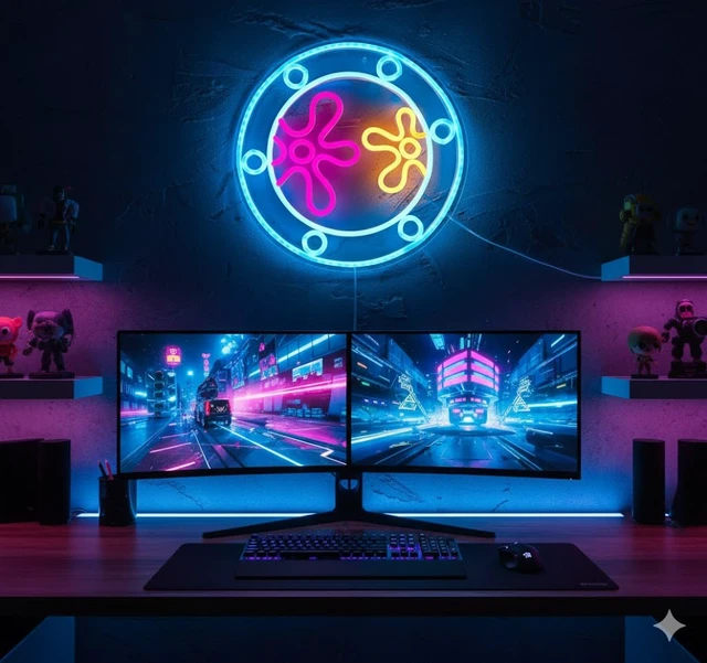 Alt view image 5 of 7 - Ocean World Porthole Neon Lights, LED Under Sea Porthole Neon Signs for Wall Decor,USB Night Light for Game Room Bedroom Birthday Wedding Party Gifts(13.3 * 13.3in)
