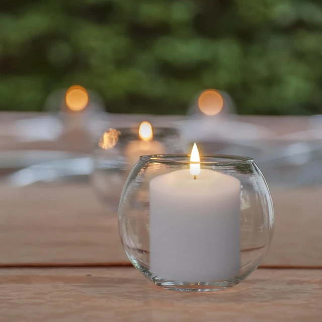 Alt view image 4 of 6 - Wax Votive Flameless Candles Battery Operated Remote Timer White Battery Include, Pillar LED Fake candles,Realistic 3D Flame, Christmas Wedding Party Holiday Home Decor, 2 x 3.2 In, 6 Pack