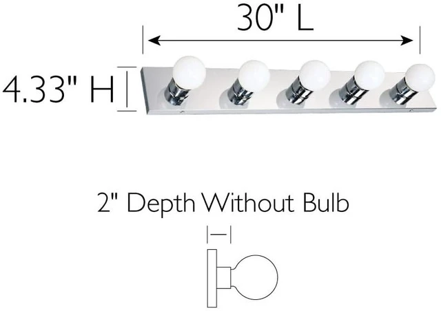 Alt view image 3 of 7 - 509653 5-Light Vanity Strip Light Contemporary Dimmable for Bathroom, Bedroom, Makeup Vanity, Polished Chrome