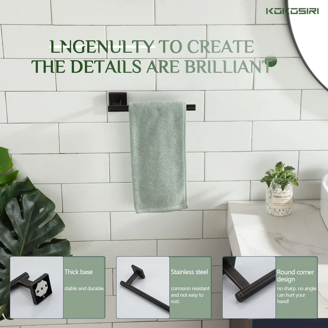 Alt view image 7 of 7 - Bathroom Towel Bar Hand Towel Holders Wall Mount Toilet Kitchen Cabinet Paper Holder Stainless Steel Bath Accessories Oil Rubbed Bronze 2 Pack, B3008ORB-P2