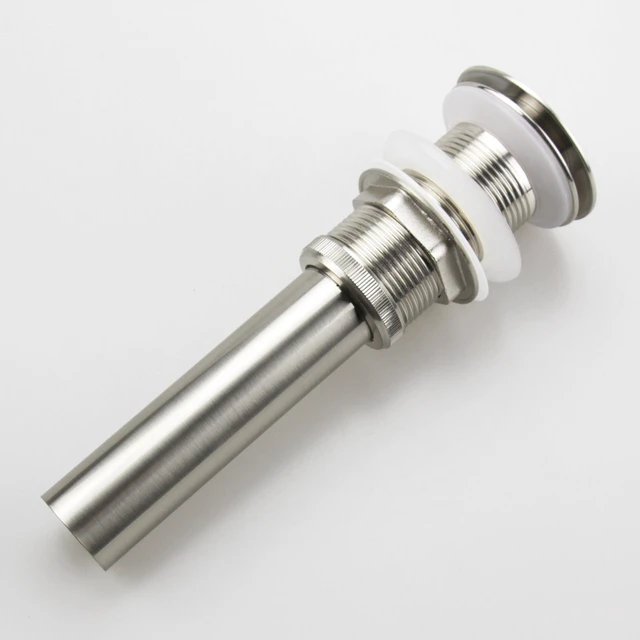 Alt view image 2 of 7 - Bathroom Sink Pop Up Drain Assembly Without Overflow Fits 1.57 to 2.36 Inch Sink Openings with 1-1/4 Inch Tailpiece Large Cap Solid Brass Drain Stopper (Brushed Nickel) (Pack of 2)