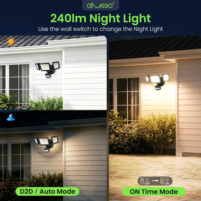 Alt view image 2 of 7 - Motion Sensor Outdoor Lights, 40W 4500LM Flood Lights Outdoor 120V Night Light 2400K/3000K/4000K/6500K 3 Modes (Dusk to Dawn/Auto/On Time), Waterproof Hardwired Security Light ETL Listed, 1PC