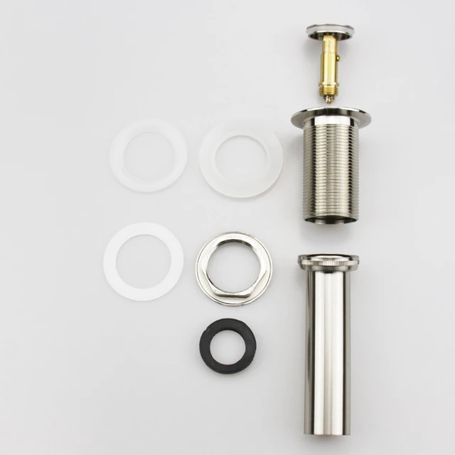 Alt view image 4 of 7 - Bathroom Sink Pop Up Drain Assembly Without Overflow Fits 1.57 to 2.36 Inch Sink Openings with 1-1/4 Inch Tailpiece Small Cap Solid Brass Drain Stopper (Brushed Nickel) (Pack of 2)