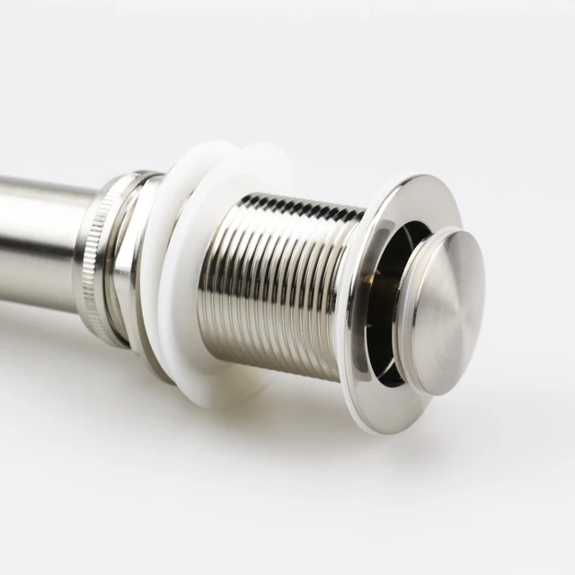 Alt view image 3 of 7 - Bathroom Sink Pop Up Drain Assembly Without Overflow Fits 1.57 to 2.36 Inch Sink Openings with 1-1/4 Inch Tailpiece Small Cap Solid Brass Drain Stopper (Brushed Nickel) (Pack of 2)
