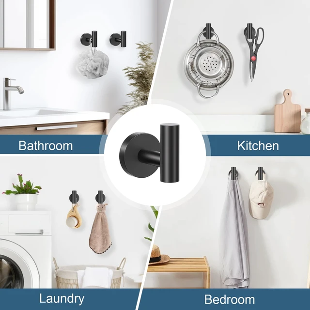 Alt view image 5 of 7 - Matte Black Bathroom Hardware Set, 5 Pieces Black Towel Bar Bathroom Accessories Set, Upgraded Toilet Paper Holder with Shelf, 23.6 Inch Towel Rack Towel Holder for Bathroom Wall