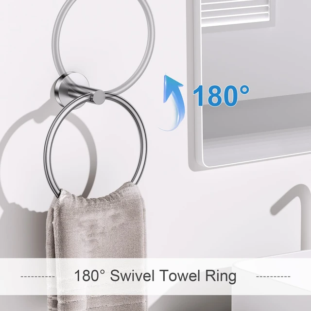 Alt view image 4 of 7 - Brushed Nickel Bathroom Hardware Set, 5 Pieces Towel Bar Bathroom Accessories, Upgraded Toilet Paper Holder with Shelf Set, 23.6 Inch Towel Rack Towel Holder for Bathroom Wall