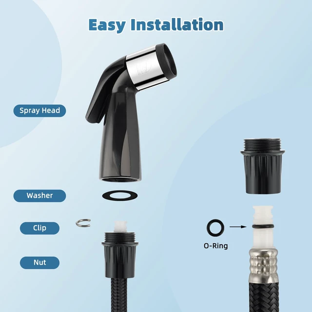 Alt view image 5 of 7 - Universal Sink Sprayer Attachment for Kitchen Faucet, Matteblack NSF/ANSI/CAN 372 Certified, Kitchen Side Sprayer Head Compatible with Delta, Moen, Kohler and OEM Brands Pull Out Spray Head