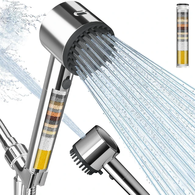 Main image of Filtered Shower Head with Handheld, 5 Spray Mode Showerhead with Filters Filtered Shower Head with Handheld Built-in Power Wash - Remove Chlorine - Reduces Dry Itchy Skin, Chrome
