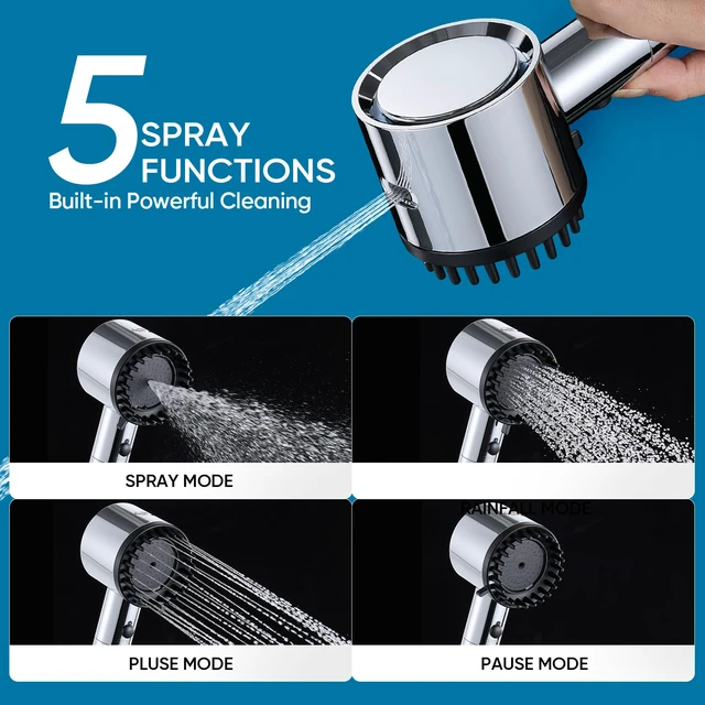 Alt view image 6 of 7 - Filtered Shower Head with Handheld, 5 Spray Mode Showerhead with Filters Filtered Shower Head with Handheld Built-in Power Wash - Remove Chlorine - Reduces Dry Itchy Skin, Chrome