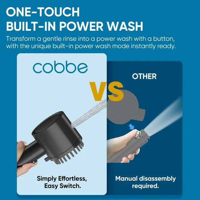 Alt view image 3 of 7 - Filtered Shower Head with Handheld, Showerhead with Filters Black Filtered Shower Head with Handheld Built-in Power Wash - Remove Chlorine - Reduces Dry Itchy Skin, Black