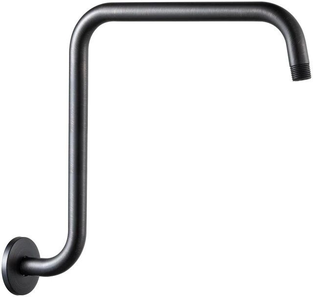 Main image of Shower Head Extension Arm 16 in, Oil Rubbed Bronze Height 12 in S Shaped High Rise Extender with Flange Shower Head Pipe Arm