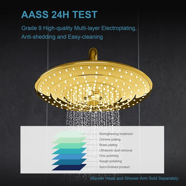 Alt view image 5 of 7 - Shower Head Extension Arm 16 in, Height 12 in S Shaped High Rise Extender with Flange Shower Head Pipe Arm, Bright Gold