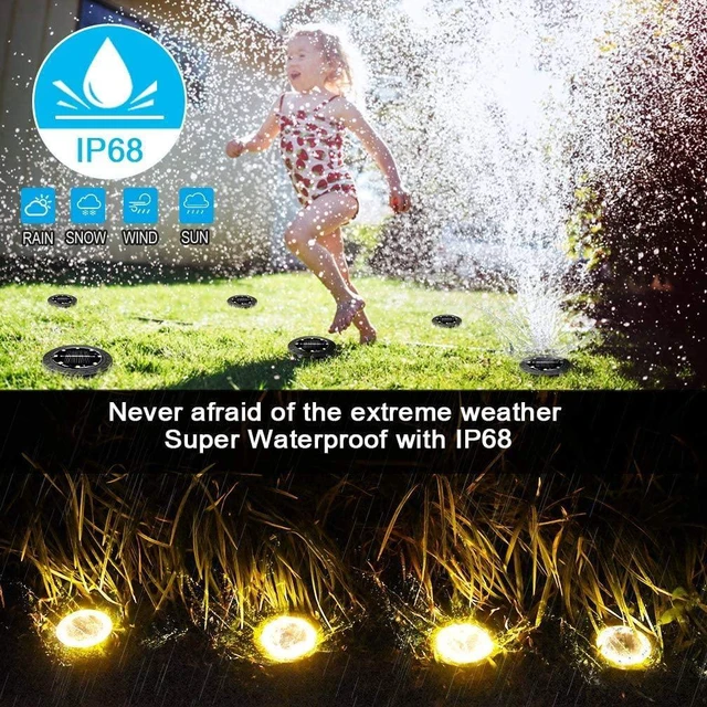 Alt view image 3 of 7 - Solar Powered Ground lights 12 Pack,Waterproof LED Solar Lights Outdoor Solar Disk Lights Decorative,Solar Garden Lights for Landscape Pathway Patio Yard Walkway Path Lawn Driveway Lighting Warm White