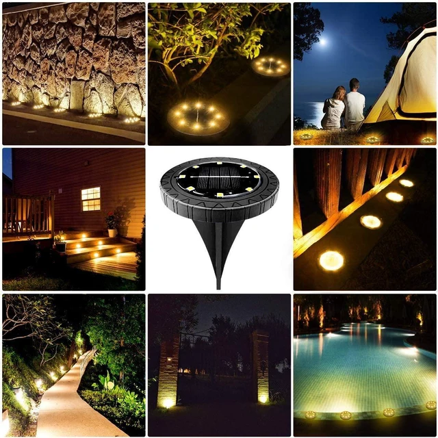 Alt view image 5 of 7 - Solar Powered Ground lights 12 Pack,Waterproof LED Solar Lights Outdoor Solar Disk Lights Decorative,Solar Garden Lights for Landscape Pathway Patio Yard Walkway Path Lawn Driveway Lighting Warm White