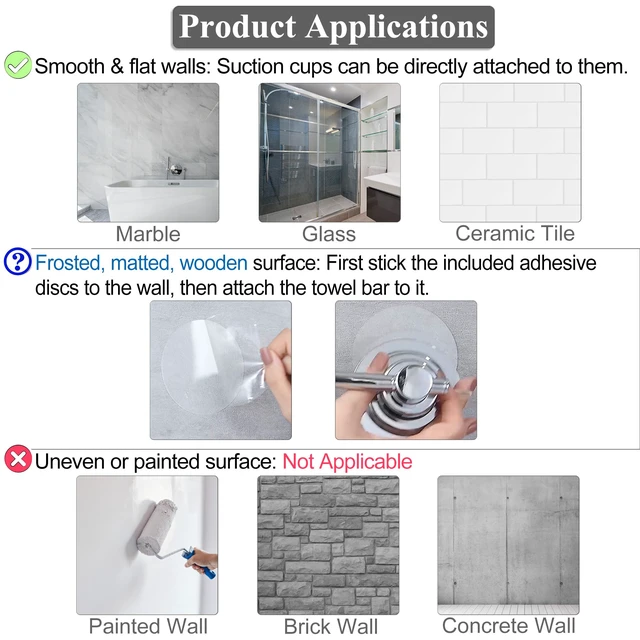 Alt view image 6 of 6 - Suction Cup Extendable 17-29" Stainless Steel Towel Bar (Brushed Nickel)