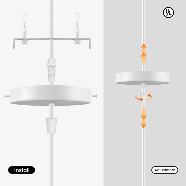 Alt view image 4 of 5 - White Pendant Light Kit, Vintage Hanging Light Kit, Hardwired Lamp Kit E26 E27 Ceiling Pendant Light Fixture, Adjustable Lamp Socket Pendant Light Wiring Kit Ceiling Light Kit, No Bulb