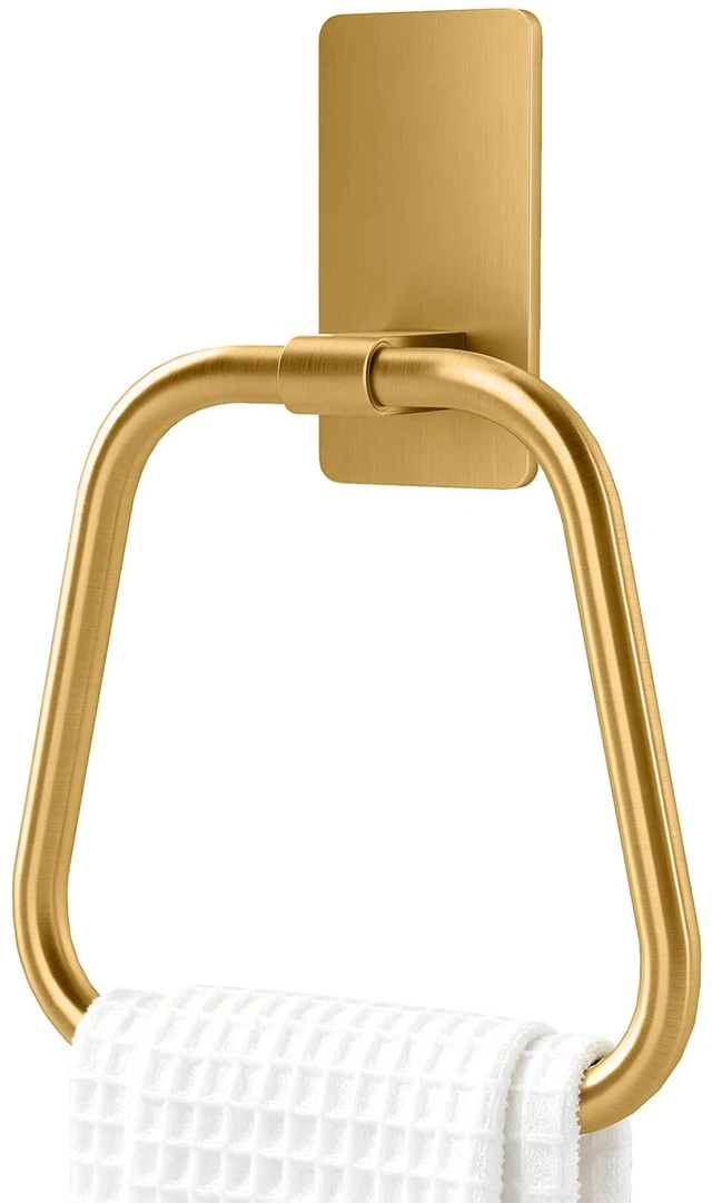Main image of Adhesive Hand Towel Holder for Bathroom, No Drill Towel Ring Wall Mounted, Space-Saving, Easy Install for Bathroom & Kitchen (Gold)