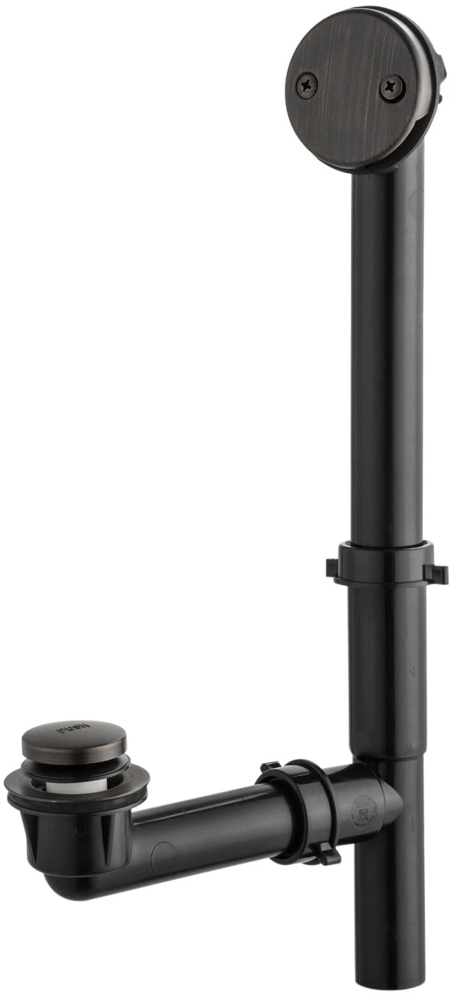 Main image of 1-1/2" Black Tubular Bath Drain Kit with Tip-Toe Bath Drain Stopper, Touch-Toe Tub Drain, Tip Toe Bathtub Drain Waste and Overflow With Plug and Bathtub Overflow Drain Cover,Oil Rubbed Bronze