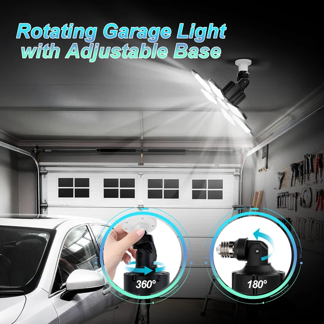 Alt view image 4 of 7 - Led Garage Lights Bulb 1 Pack 200W Bright Rotatable Ceiling Led Shop Lights, E26/E27 Base, 6500K, 22000LM Deformable Led Garage Light for Basement, Attic and Workshop Commercial Bay Lighting