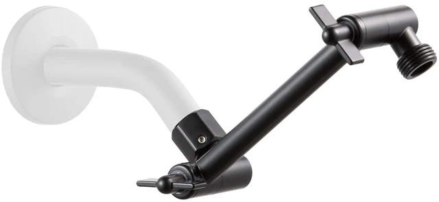Main image of Shower Head Extension Arm, 6 in Shower Extension Arm with Locking Nut, Adjustable Height and Angle, Universal G1/2 Connector for Fixed and Handheld ShowerHead, Matte Black