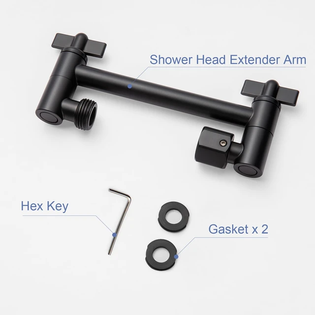 Alt view image 7 of 7 - Shower Head Extension Arm, 6 in Shower Extension Arm with Locking Nut, Adjustable Height and Angle, Universal G1/2 Connector for Fixed and Handheld ShowerHead, Matte Black