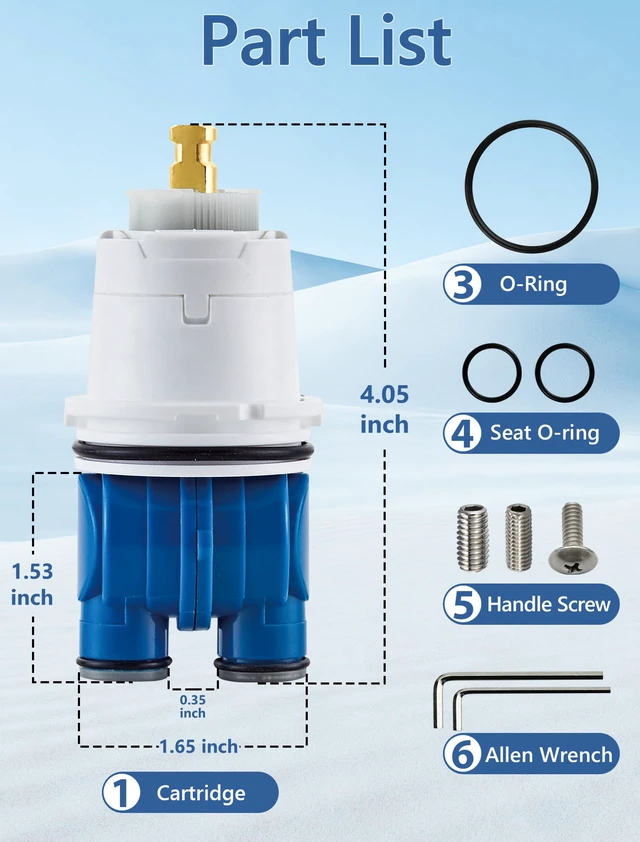 Alt view image 4 of 7 - Shower Cartridge Replacement for Delta RP19804 (04/2006 Earlier) 1-Pack, Fits Delta Monitor 1300 1400 Series Single Handle, Fix Leak or Drip, Temperature or Pressure Issues, Scald Guard