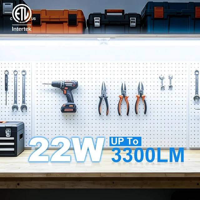 Alt view image 2 of 7 - LED Shop Lights 2FT, 22W 3300LM 6000K Cool White, V-Shape Linkable T8 Tube Light Fixtures, Utility Shop Lights, 2 Foot Cabinet Lighting for Workbench, Basement, Cabinet, ETL Listed, 4-Pack