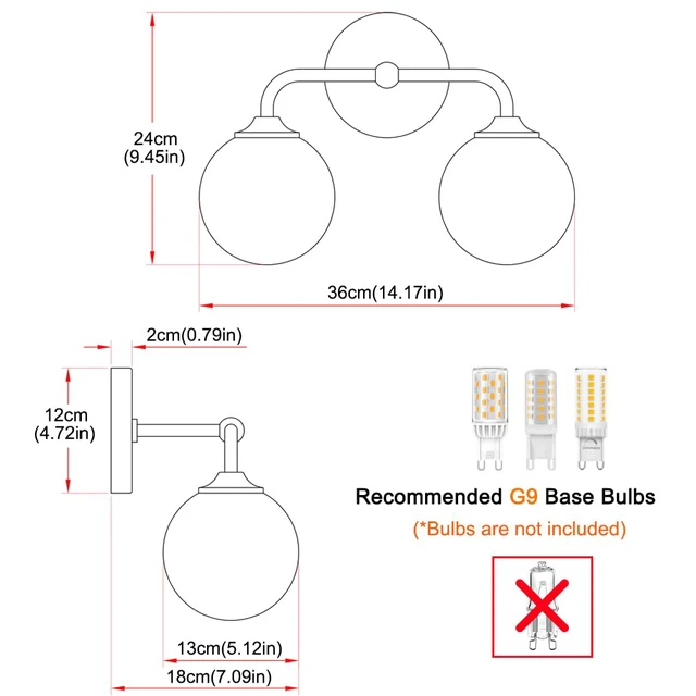Alt view image 7 of 7 - Modern Gold 2-Lights Bathroom Light Fixtures, Brass Vanity Light with Milky White Globe Glass Shade, Elegant Vanity Light Fixtures over Mirror, Wall Sconce Light for Bathroom, Mirror, Dressing Table